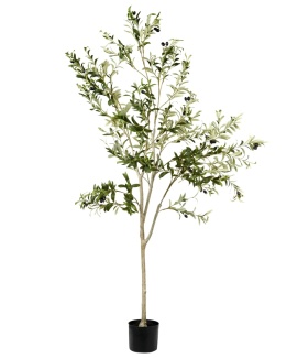Beliani® Olive Tree – Sztuczne Drzewko Oliwne (178 cm) – Realistyczne Liście i Owoce, Dociążona Donica Cementowa