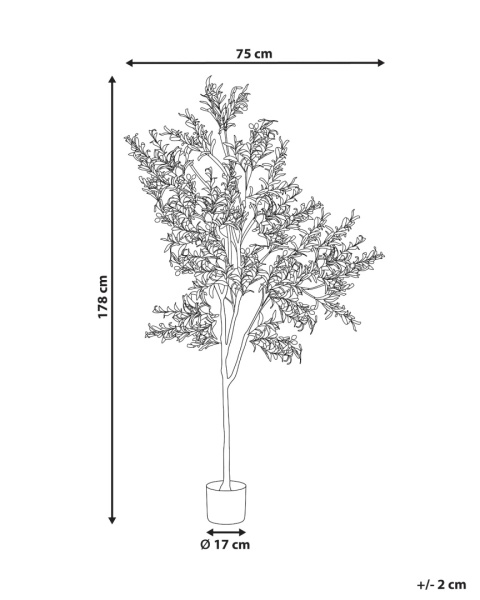 Beliani® Olive Tree – Sztuczne Drzewko Oliwne (178 cm) – Realistyczne Liście i Owoce, Dociążona Donica Cementowa