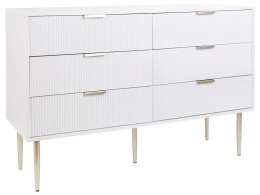 Komoda SOHO 6 szuflad biała złote nogi 120x40x78 cm MDF glamour