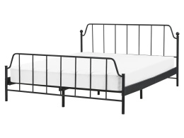 Łóżko metalowe 160x200 cm MAURESSAC czarne ze stelażem industrialne nowoczesne