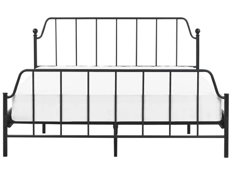 Łóżko metalowe 160x200 cm MAURESSAC czarne ze stelażem industrialne nowoczesne