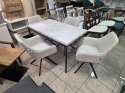 Marmur White & Steel – Nowoczesny Stół do Jadalni i Kuchni (120 x 70 x 75 cm) – Blat w Optyce Białego Marmuru (Laminat