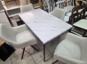 Marmur White & Steel – Nowoczesny Stół do Jadalni i Kuchni (120 x 70 x 75 cm) – Blat w Optyce Białego Marmuru (Laminat