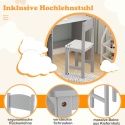 COSTWAY® – Ekskluzywny Drewniany Zestaw Meblowy dla Dzieci – Biurko Szkolne z Krzesłem, Nadstawką, Szafką i Tablicą Ogłoszeń