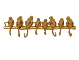 KARE DESIGN Monkey Hook® – Złoty Wieszak Ścienny z Motywem Zwierzęcym – 8 Solidnych Haczyków – Materiał: Polirezyna Premium