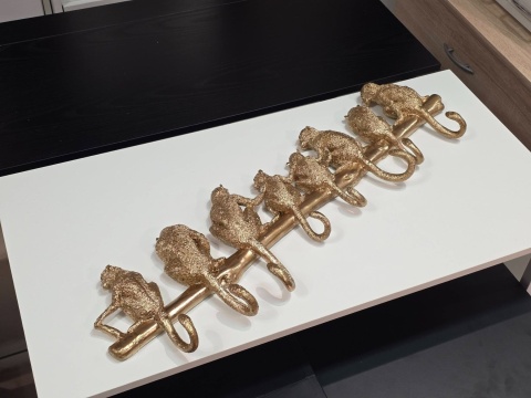 KARE DESIGN Monkey Hook® – Złoty Wieszak Ścienny z Motywem Zwierzęcym – 8 Solidnych Haczyków – Materiał: Polirezyna Premium