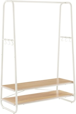 VASAGLE® – Szafa Garderoba Stojąca – 160 cm – Stabilna Rama w Kształcie Litery A, Drążek na Ubrania, 2 Półki i 6 Haczyków S