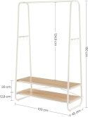 VASAGLE® – Szafa Garderoba Stojąca – 160 cm – Stabilna Rama w Kształcie Litery A, Drążek na Ubrania, 2 Półki i 6 Haczyków S