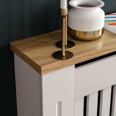 Vida Designs® Arlington – Nowoczesna Drewniana Osłona Grzejnika – Pionowy Wzór Listew, Łatwy Montaż Ścienny