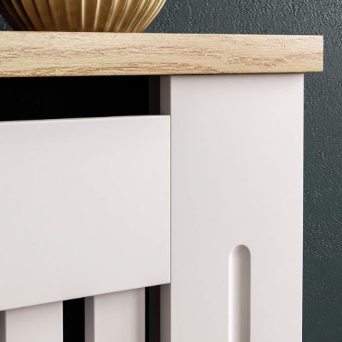 Vida Designs® Arlington – Nowoczesna Drewniana Osłona Grzejnika – Pionowy Wzór Listew, Łatwy Montaż Ścienny