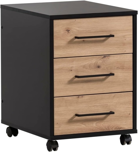Schildmeyer® Aino – Nowoczesny Mobilny Kontener Podbiurkowy z 3 Szufladami – Dąb Artisan