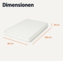 Amazon Basics® – Dwustronny Materac Piankowy Memory Foam – Średnia Twardość H3, Redukcja Nacisku Wymiary: 90 x 200 x 20 cm