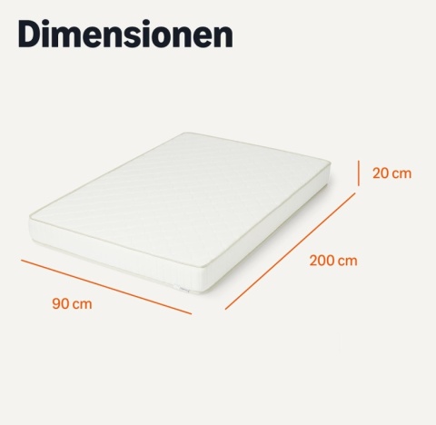 Amazon Basics® – Dwustronny Materac Piankowy Memory Foam – Średnia Twardość H3, Redukcja Nacisku Wymiary: 90 x 200 x 20 cm