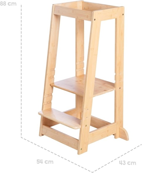 roba® Montessori – Bambusowa Wieża Edukacyjna (Kitchen Helper) – Regulowany Podest Pomocnik Kuchenny dla Dzieci