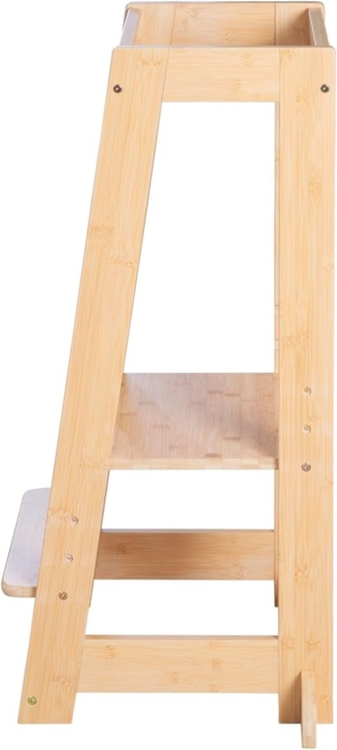 roba® Montessori – Bambusowa Wieża Edukacyjna (Kitchen Helper) – Regulowany Podest Pomocnik Kuchenny dla Dzieci