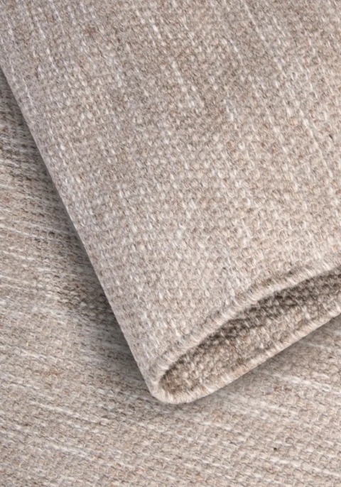 Pradesh Linen White – Ręcznie Tkany Chodnik Wełniany z Bawełną – Splot Bouclé Bez Włosia – Odpowiedni na Ogrzewanie Podłogowe
