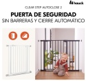 Bramka Hauck® Clear Step Autoclose 2 – Metalowa Rozporowa Barierka Bezpieczeństwa z Płaskim Progiem