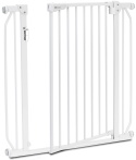 Lionelo® Bramka Truus Slim LED – Metalowa Rozporowa Barierka Ochronna z Lampką LED i Czujnikiem Zmierzchu – Niski Próg 1,5 cm