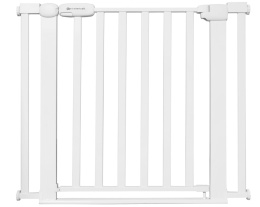 Kinderkraft® Lock&Go – Hybrydowa Rozporowa Barierka z Drewna i Stali – Bramka – Regulacja: 75–103 cm – Kolor: Biały (White)