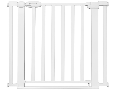 Kinderkraft® Lock&Go – Hybrydowa Rozporowa Barierka z Drewna i Stali – Bramka – Regulacja: 75–103 cm – Kolor: Biały (White)