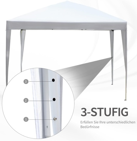 Outsunny® – Składany Pawilon Ogrodowy Express Pop-Up 3 x 3 m (2,95 x 2,95 m) – Tkanina Oxford 210D ze Srebrną Powłoką UV