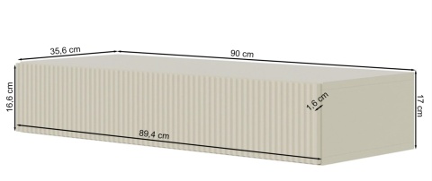 Konsola Selsey Veldio® – Wisząca Konsola / Toaletka z Frezowanym Frontem i Szufladą – Wymiary: 90 x 35,6 x 17 cm – Kolor: Biały