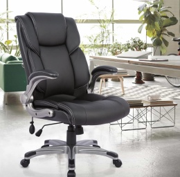COLAMY® – Ergonomiczny Skórzany Fotel Biurowy z Wysokim Oparciem – Nadmuchiwane Podparcie Lędźwiowe