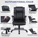 COLAMY® – Ergonomiczny Skórzany Fotel Biurowy z Wysokim Oparciem – Nadmuchiwane Podparcie Lędźwiowe