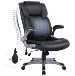 COLAMY® – Ergonomiczny Skórzany Fotel Biurowy z Wysokim Oparciem – Nadmuchiwane Podparcie Lędźwiowe