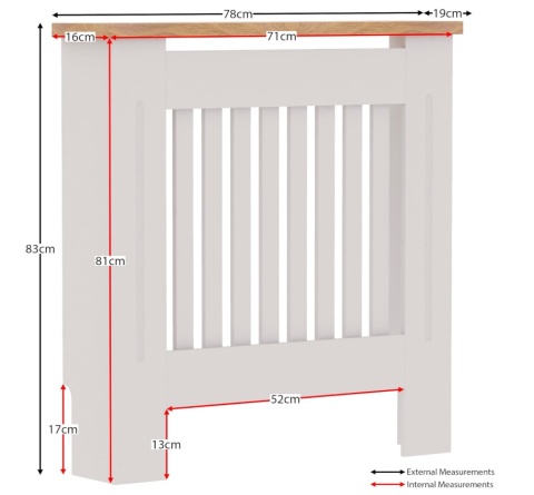 Vida Designs® Arlington Small – Elegancka Biała Osłona Grzejnika z Półką – Lakierowana Płyta MDF