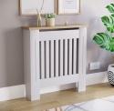 Vida Designs® Arlington Small – Elegancka Biała Osłona Grzejnika z Półką – Lakierowana Płyta MDF