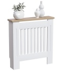 Vida Designs® Arlington Small – Elegancka Biała Osłona Grzejnika z Półką – Lakierowana Płyta MDF