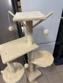 Whisker Tower® – Drapak 139 cm – 5 Poziomów, Jaskinia, Drabinka, Hamak i 3 Zabawki – Zabezpieczenie Ścienne – Kolor: Beżowy