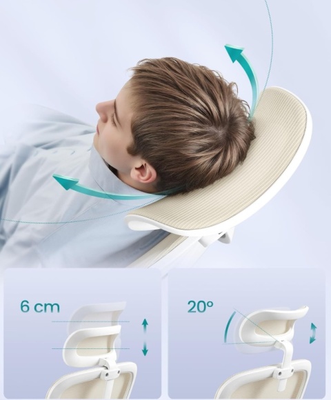 SONGMICS® – Ergonomiczny Fotel Biurowy Siatkowy z Regulowanym Zagłówkiem i Podparciem Lędźwiowym
