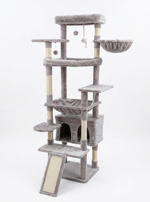 Grand Palace® XL – Gigantyczny i Wzmocniony Drapak dla Dużych Kotów 191 cm – 2 Platformy XL, Przestronny Domek, Mega Hamak