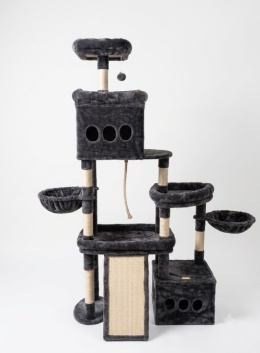 Cat's Pyramid® XL – Drapak dla Dużych Kotów 184 cm – 2 Budki, 2 Kosze, Wielka Deska Sizalowa (56x27 cm) & Poduszki do Prania