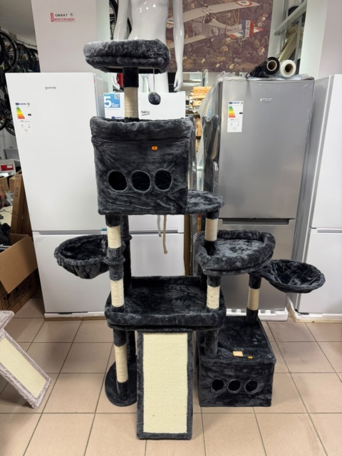 Cat's Pyramid® XL – Drapak dla Dużych Kotów 184 cm – 2 Budki, 2 Kosze, Wielka Deska Sizalowa (56x27 cm) & Poduszki do Prania