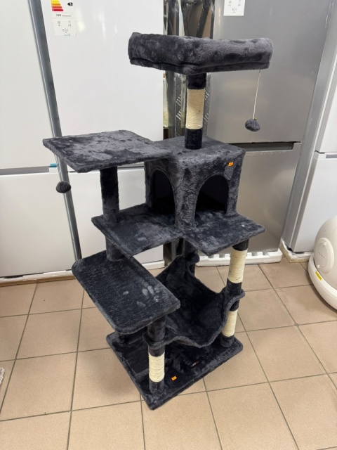 Easy Climb® – Drapak dla Kota z Hamakiem i Jaskinią – Układ Schodkowy – 2 Piłeczki z Dzwonkiem + 2 Zapasowe Ciche Kulki