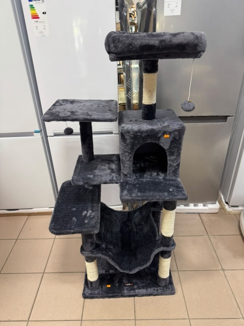 Easy Climb® – Drapak dla Kota z Hamakiem i Jaskinią – Układ Schodkowy – 2 Piłeczki z Dzwonkiem + 2 Zapasowe Ciche Kulki