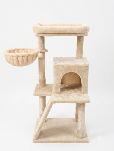 Big Paws® – Stabilny Drapak dla Dużych i Pulchnych Kotów 96 cm – (45 x 30 cm), Rampa 2w1, Jaskinia z 2 Wejściami