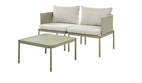 Beliani® TERRACINA – Modułowy Dwuosobowy Zestaw Ogrodowy ze Stolikiem – Aluminiowa Konstrukcja, Poduszki & Funkcja Schowka