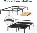 Zinus® Elias – Metalowa Rama Łóżka / Platforma pod Materac 140 x 190 cm – Stalowy Stelaż z Listwami