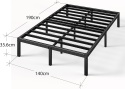 Zinus® Elias – Metalowa Rama Łóżka / Platforma pod Materac 140 x 190 cm – Stalowy Stelaż z Listwami