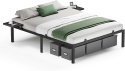VASAGLE® Conner – Metalowa Rama Łóżka Podwójnego 160 x 200 cm z Półkami Nocnymi