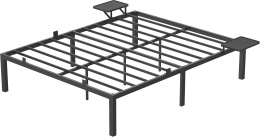 VASAGLE® Conner – Metalowa Rama Łóżka Podwójnego 160 x 200 cm z Półkami Nocnymi
