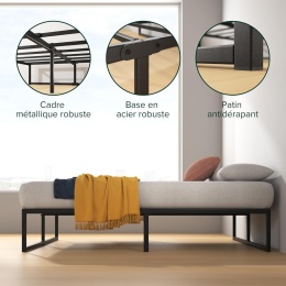 Zinus® Minimalist Platform Bed – Metalowa Rama Łóżka / Platforma pod Materac 140 x 190 cm