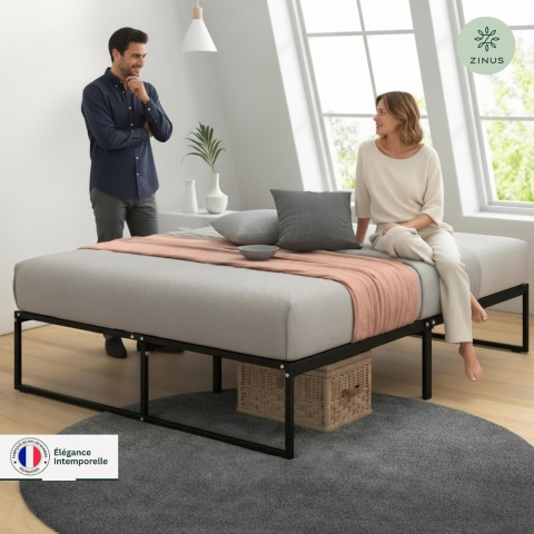 Zinus® Minimalist Platform Bed – Metalowa Rama Łóżka / Platforma pod Materac 140 x 190 cm