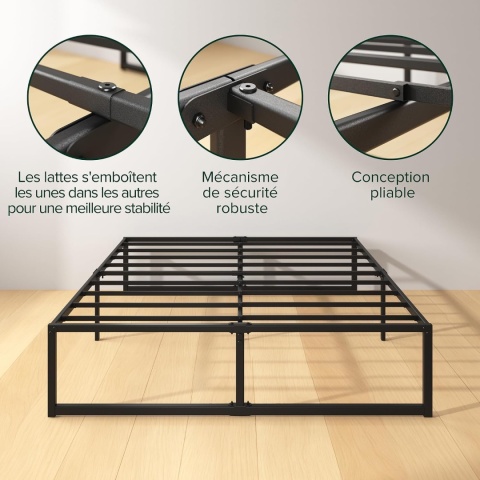 Zinus® Minimalist Platform Bed – Metalowa Rama Łóżka / Platforma pod Materac 140 x 190 cm