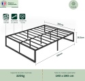 Zinus® Minimalist Platform Bed – Metalowa Rama Łóżka / Platforma pod Materac 140 x 190 cm