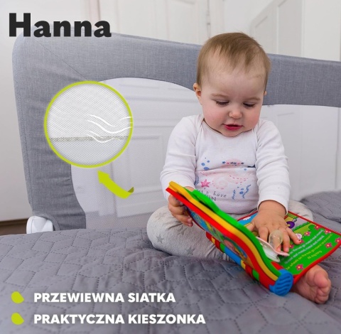 Lionelo® Hanna – Składana Barierka Ochronna do Łóżka Dziecięcego (150 x 66 cm) – System StandSafe